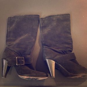 Black Suede Midi Booties